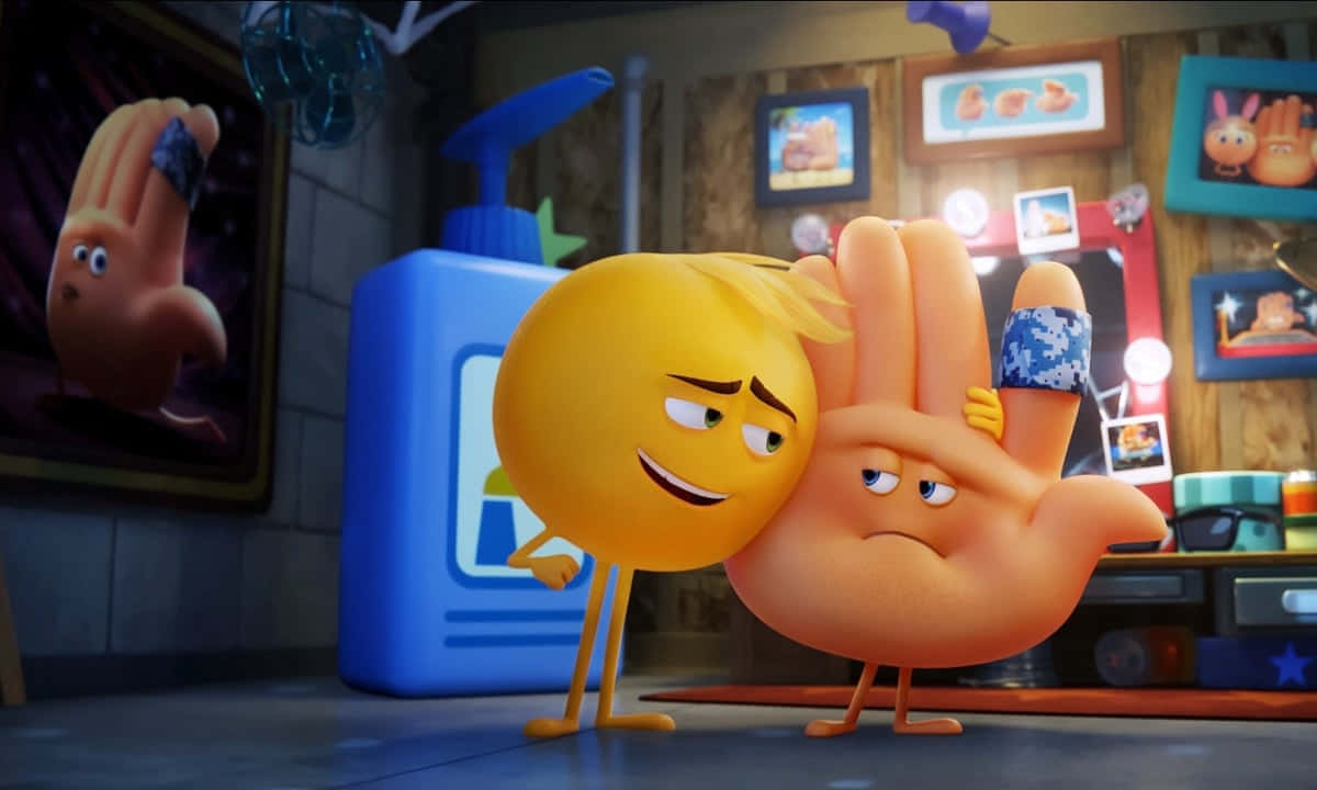 The Emoji Movie Gene Meh And Hi-5 Scene Wallpaper