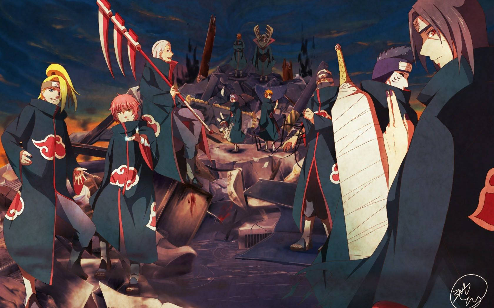 The Grand Assembly Of Akatsuki Members Wallpaper