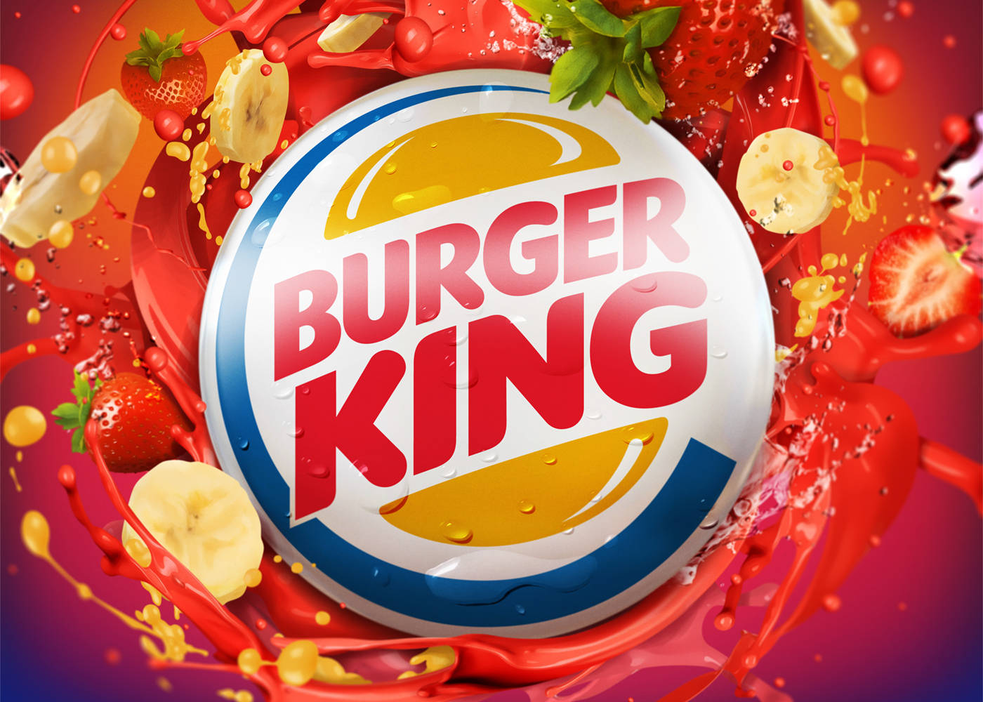 The Iconic Burger King Logo Against A Vibrant Red Background Wallpaper