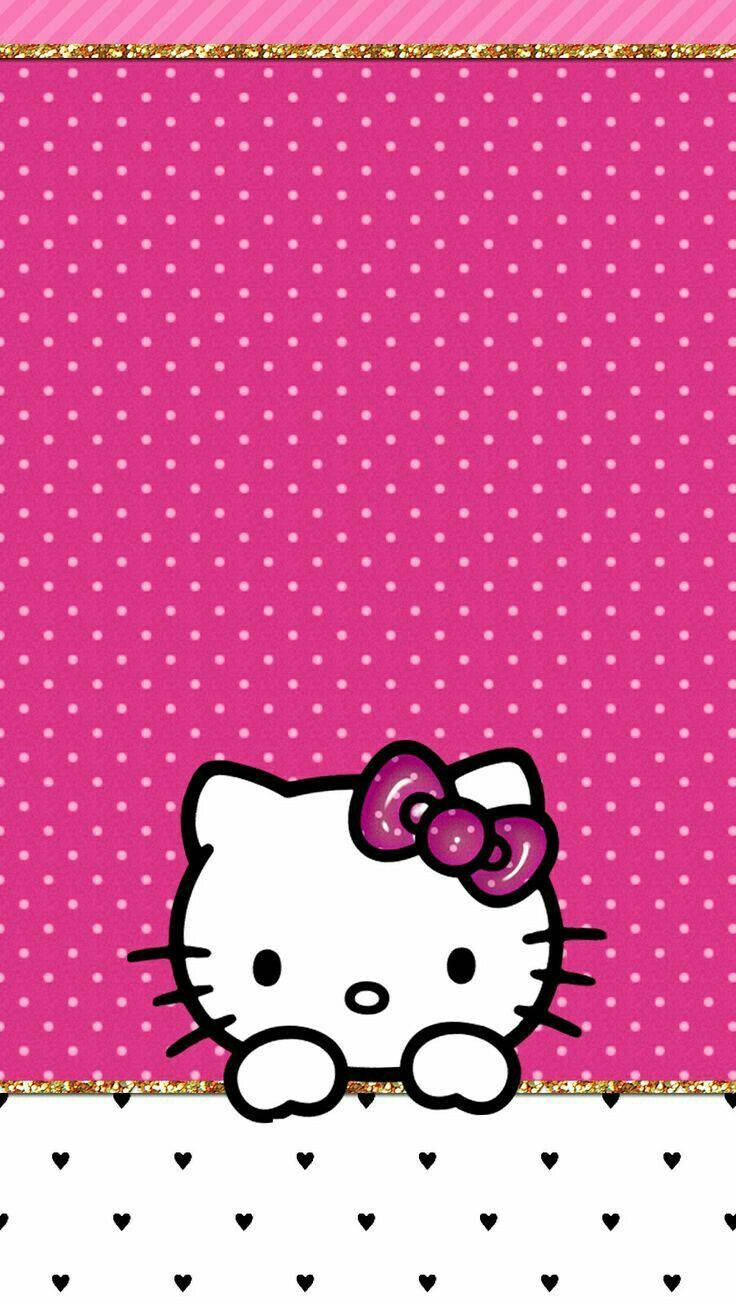 The Iconic Hello Kitty With Hot Pink And White Colors. Wallpaper