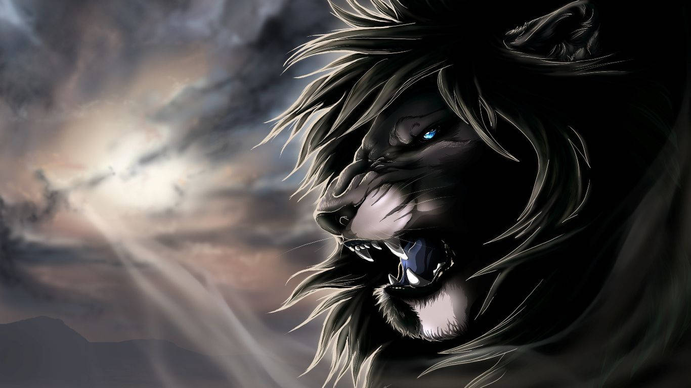 The Majesty Of A Black Lion Wallpaper