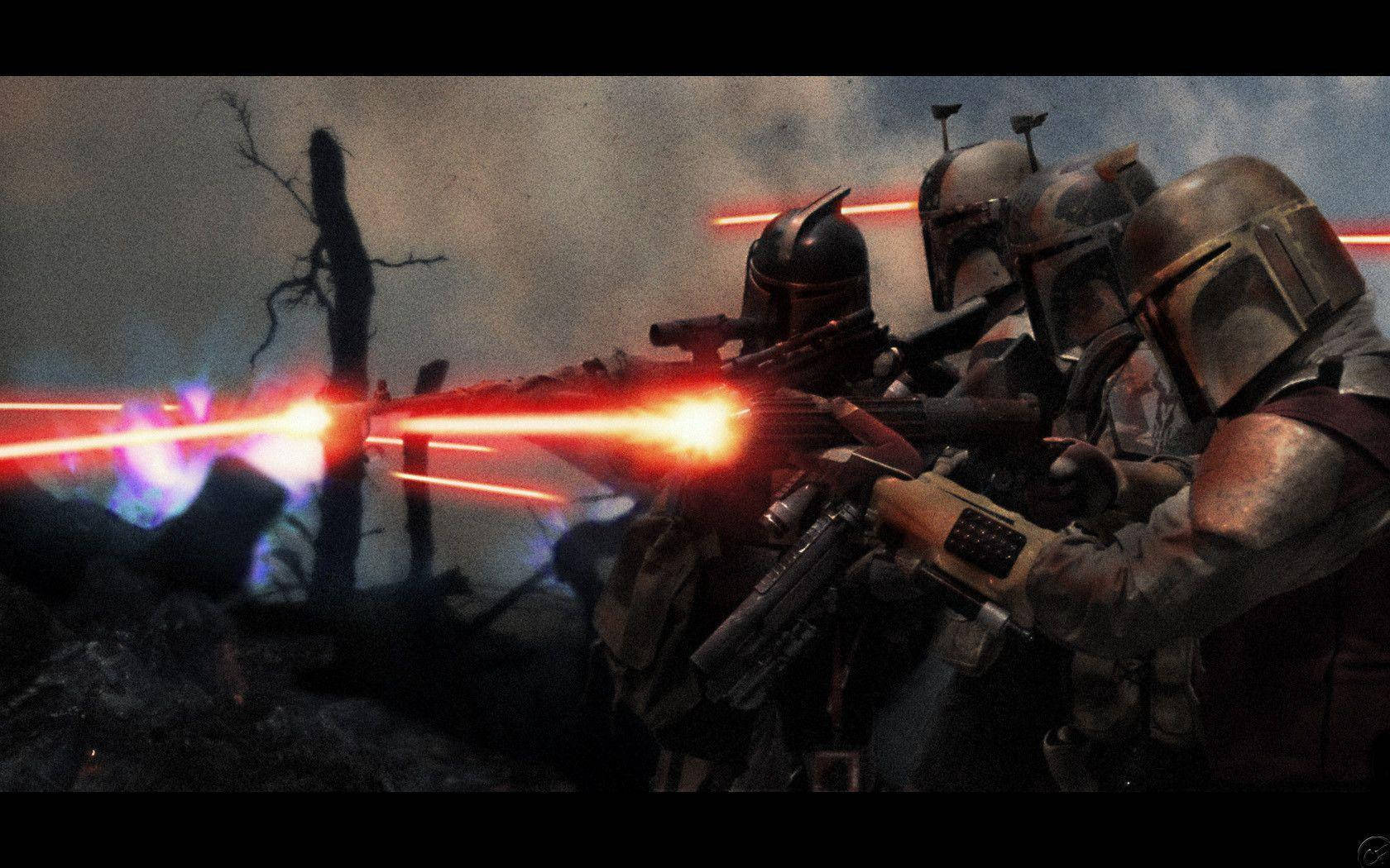 The Mandalorian Red Laser Guns Wallpaper