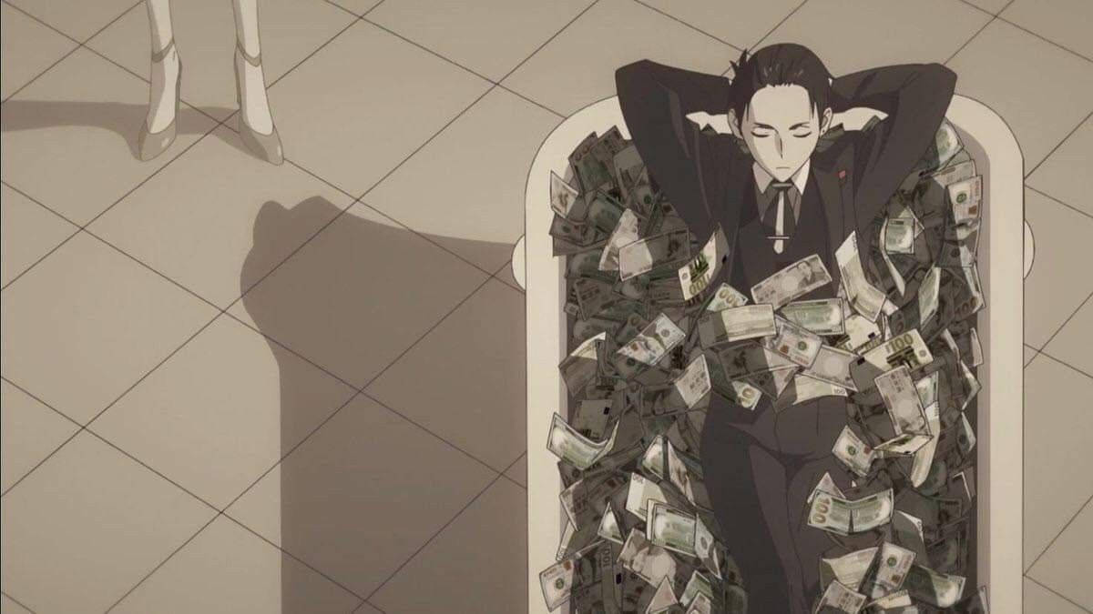 The Millionaire Detective Kambe Bathing With Money Wallpaper