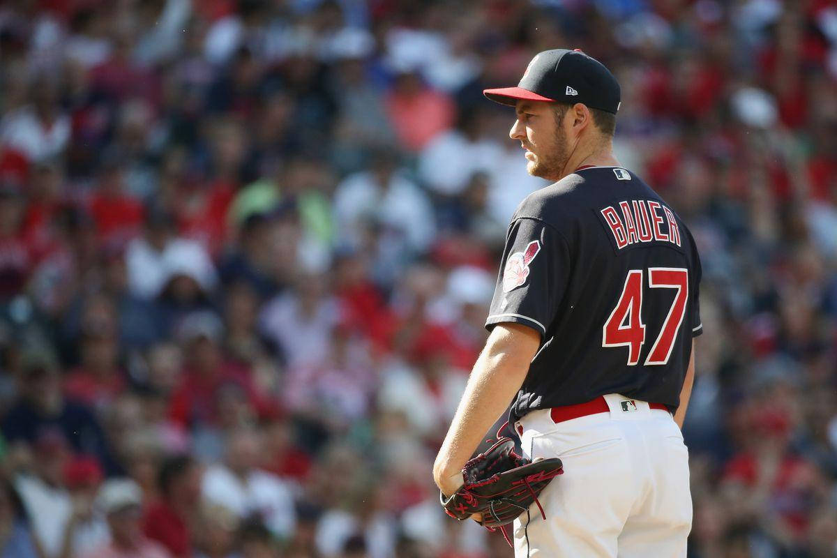 The Prominent Player, Trevor Bauer, Displaying His Number On The Back Of His Jersey. Wallpaper