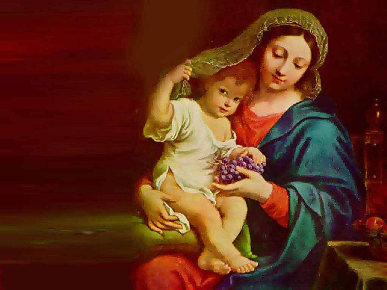 The Virgin Mary Feeding Jesus Wallpaper