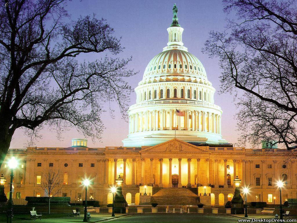 The White House With Gold Yellow Lights Wallpaper