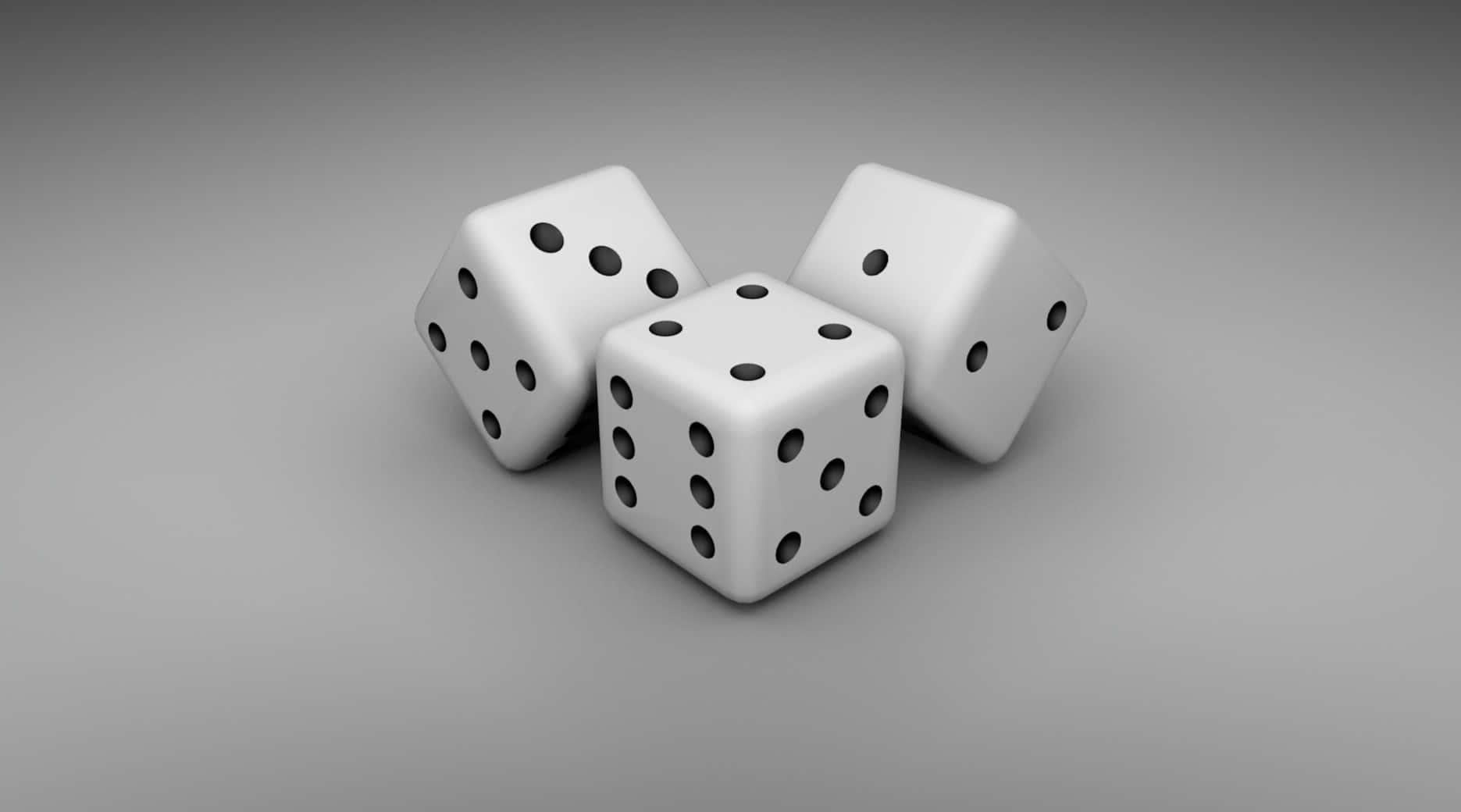 Three White Dice Gray Background Wallpaper