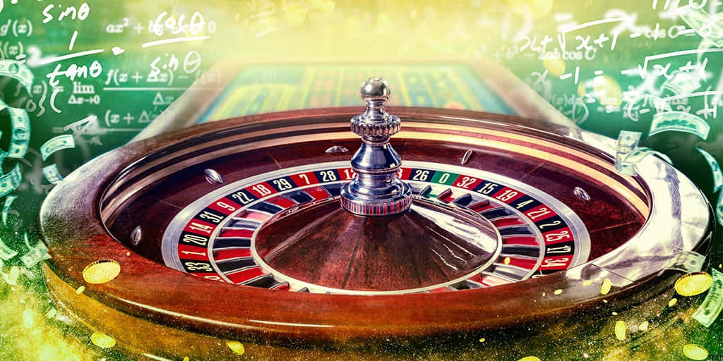 Thrilling Probability Game: Snapshot Of A Spinning Roulette Wheel Wallpaper