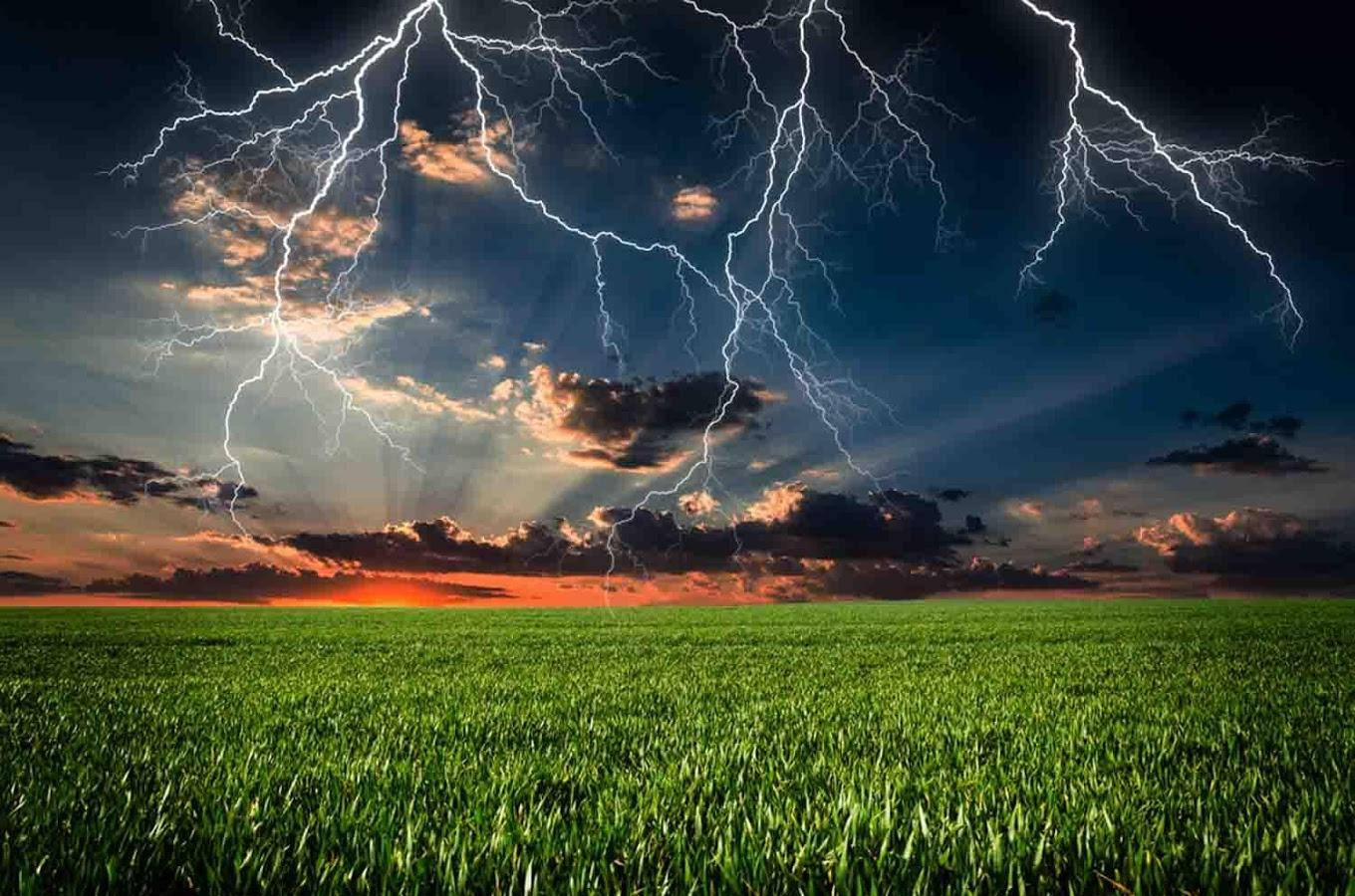 Thunderstorm Above Field Wallpaper