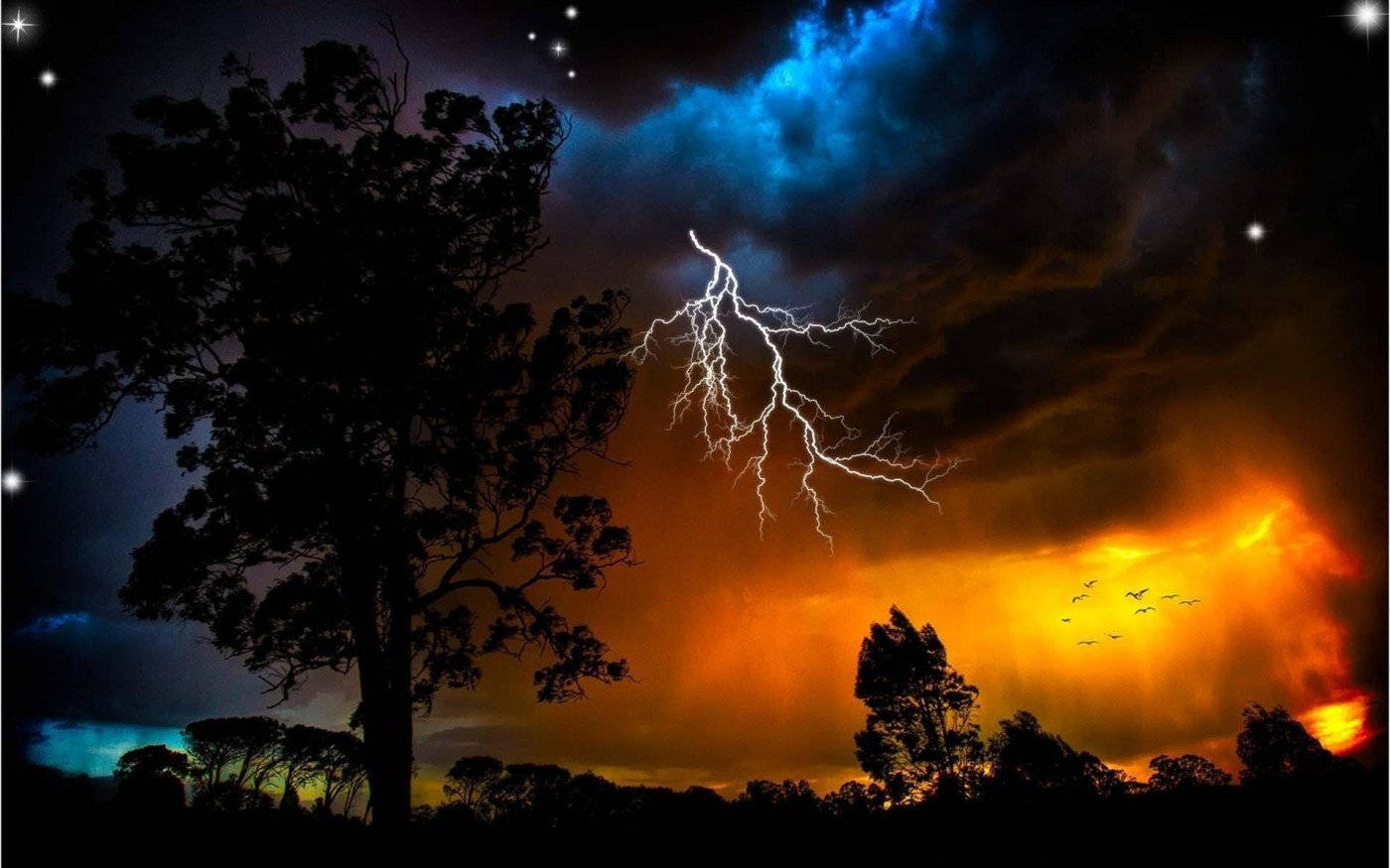 Thunderstorm Sunset Clouds Wallpaper