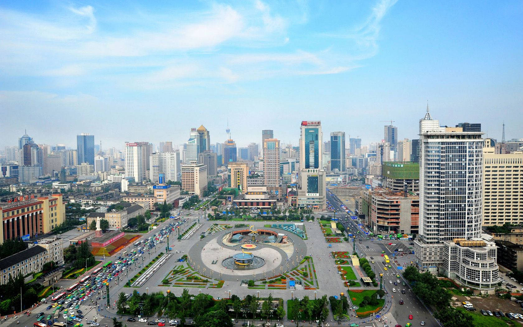 Tianfu Square Chengdu Aerial Shot Wallpaper