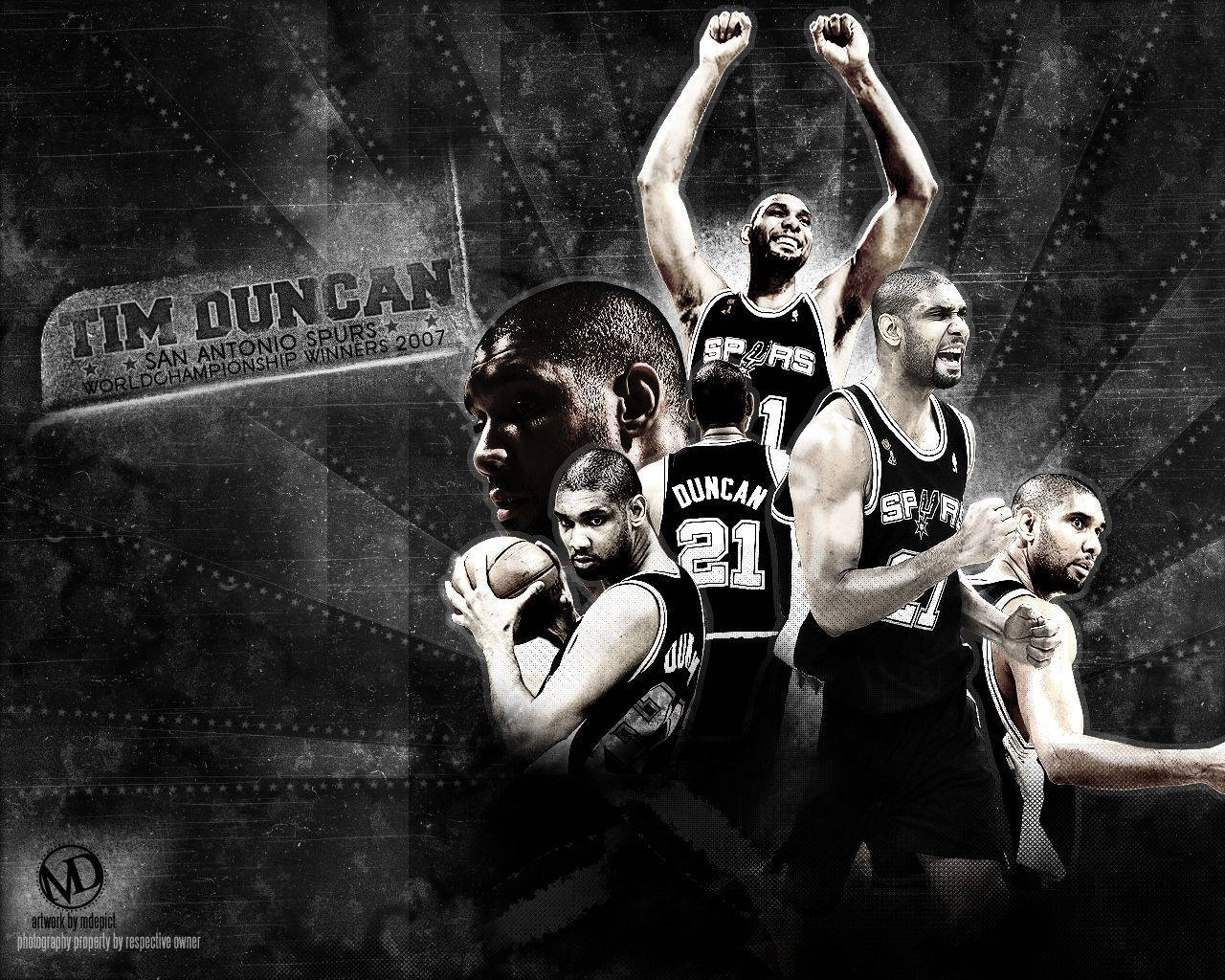 Tim Duncan Black Art Wallpaper