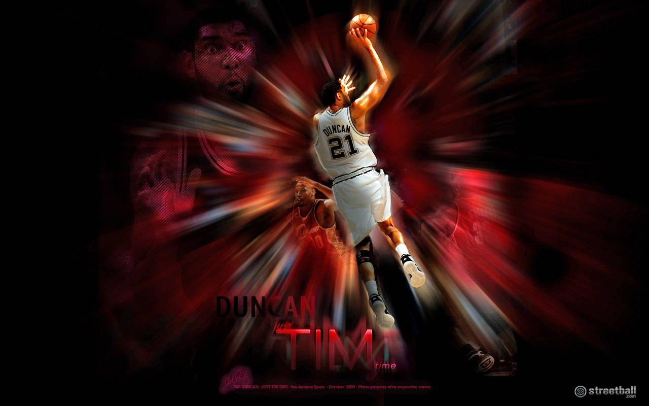 Tim Duncan Dark Red Graphics Wallpaper