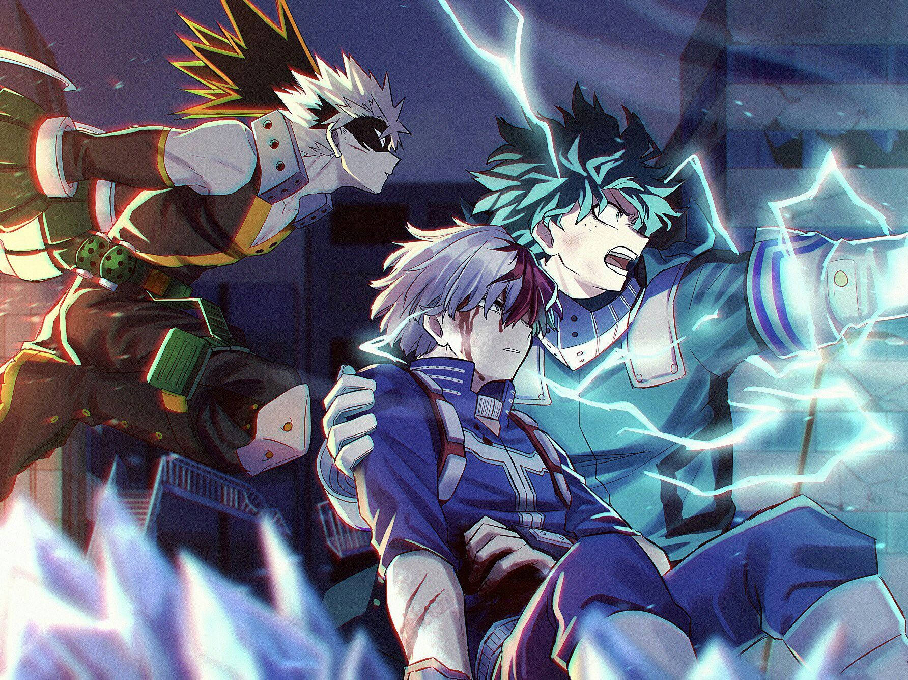 Todobakudeku Izuku Defending Shoto Wallpaper