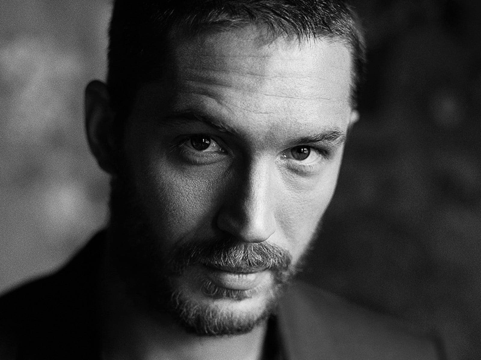 Tom Hardy's Face In Monochrome Wallpaper