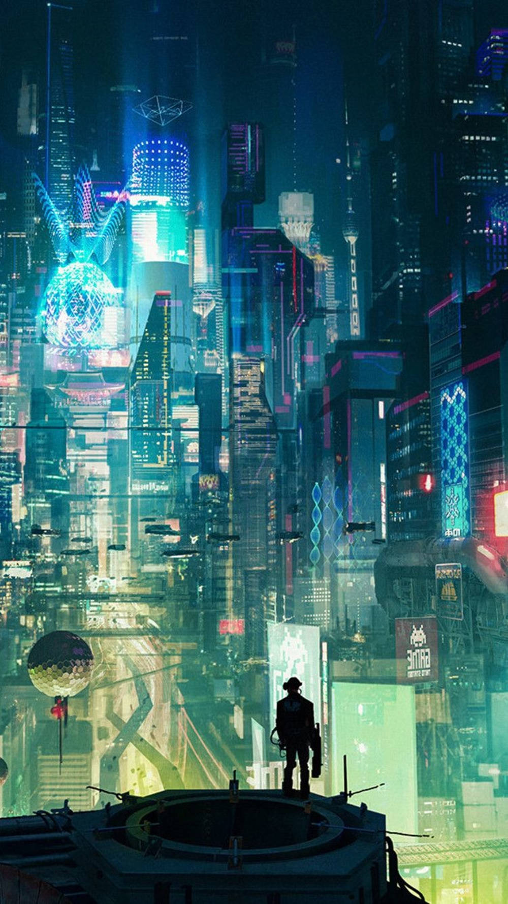 Top View Cyberpunk Iphone Wallpaper