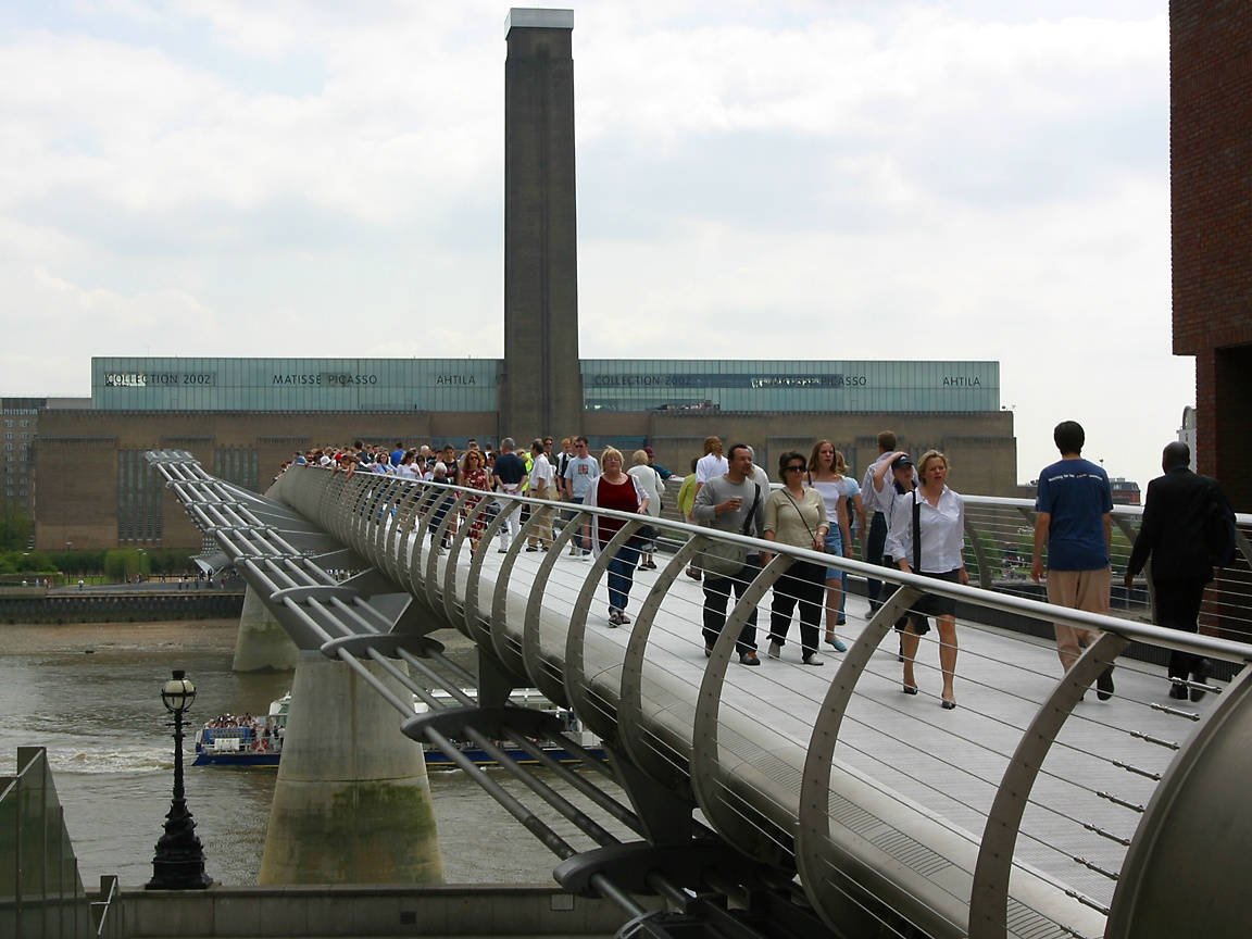 Tourists On Millennium Bridge Tate Modern Wallpaper