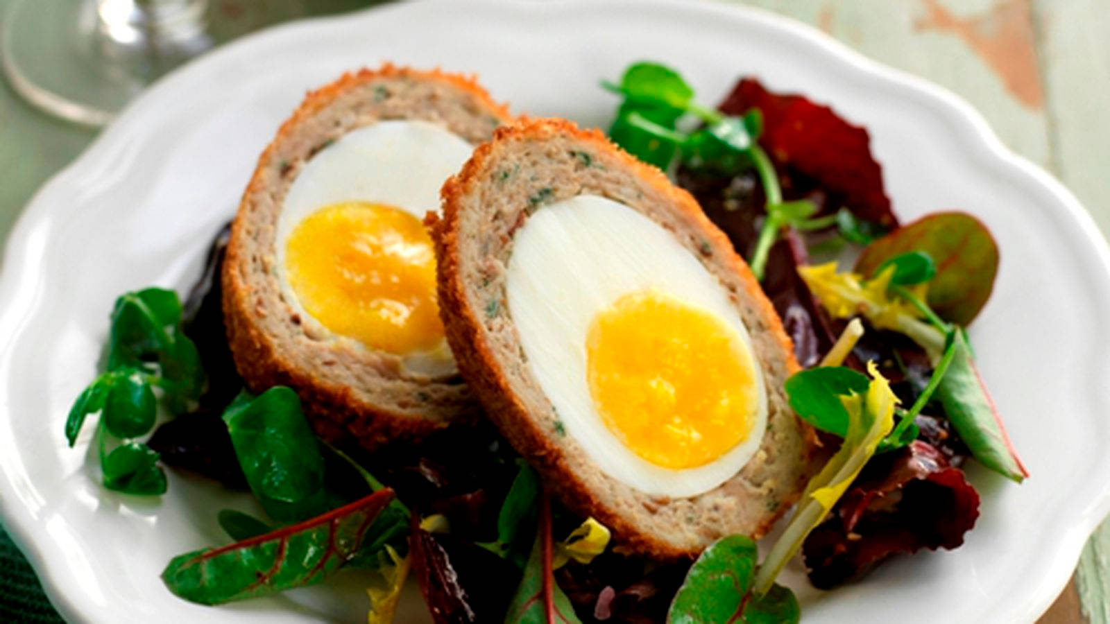 Traditional British Scotch Egg Dish With Nori Seaweed Wallpaper