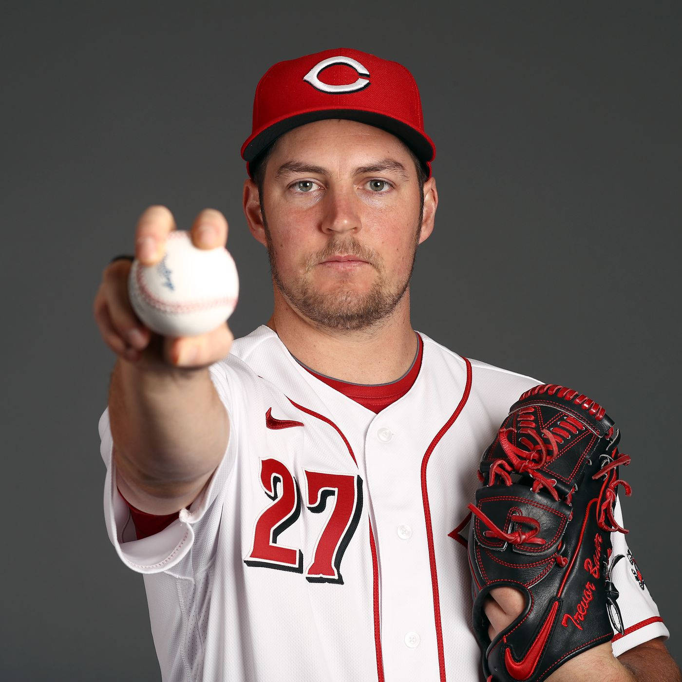 Trevor Bauer Holding Baseball Forward Wallpaper