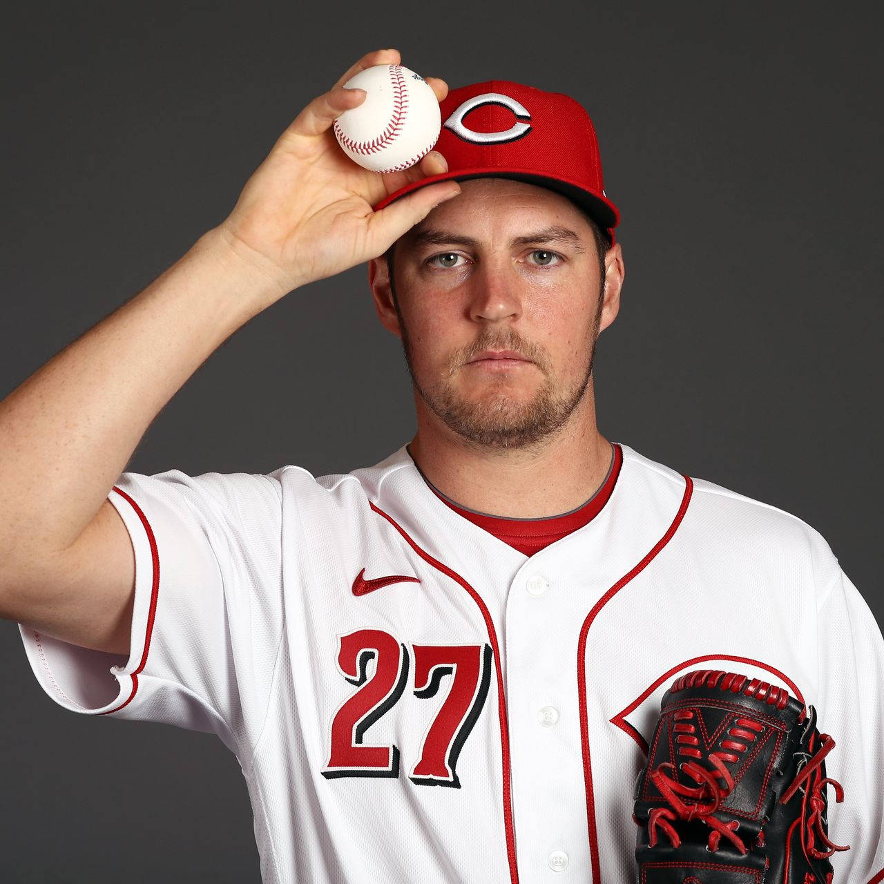 Trevor Bauer Holding Baseball To His Cap Wallpaper