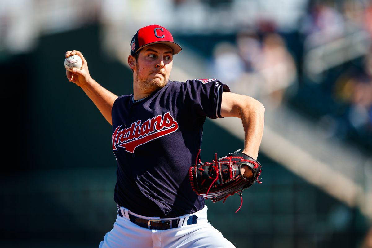 Trevor Bauer In Dark Blue Cleveland Indians Shirt Wallpaper