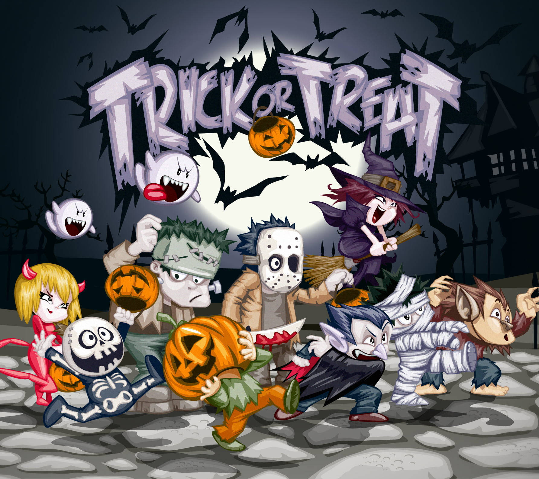 Trick Or Treat Creepy Creatures Wallpaper