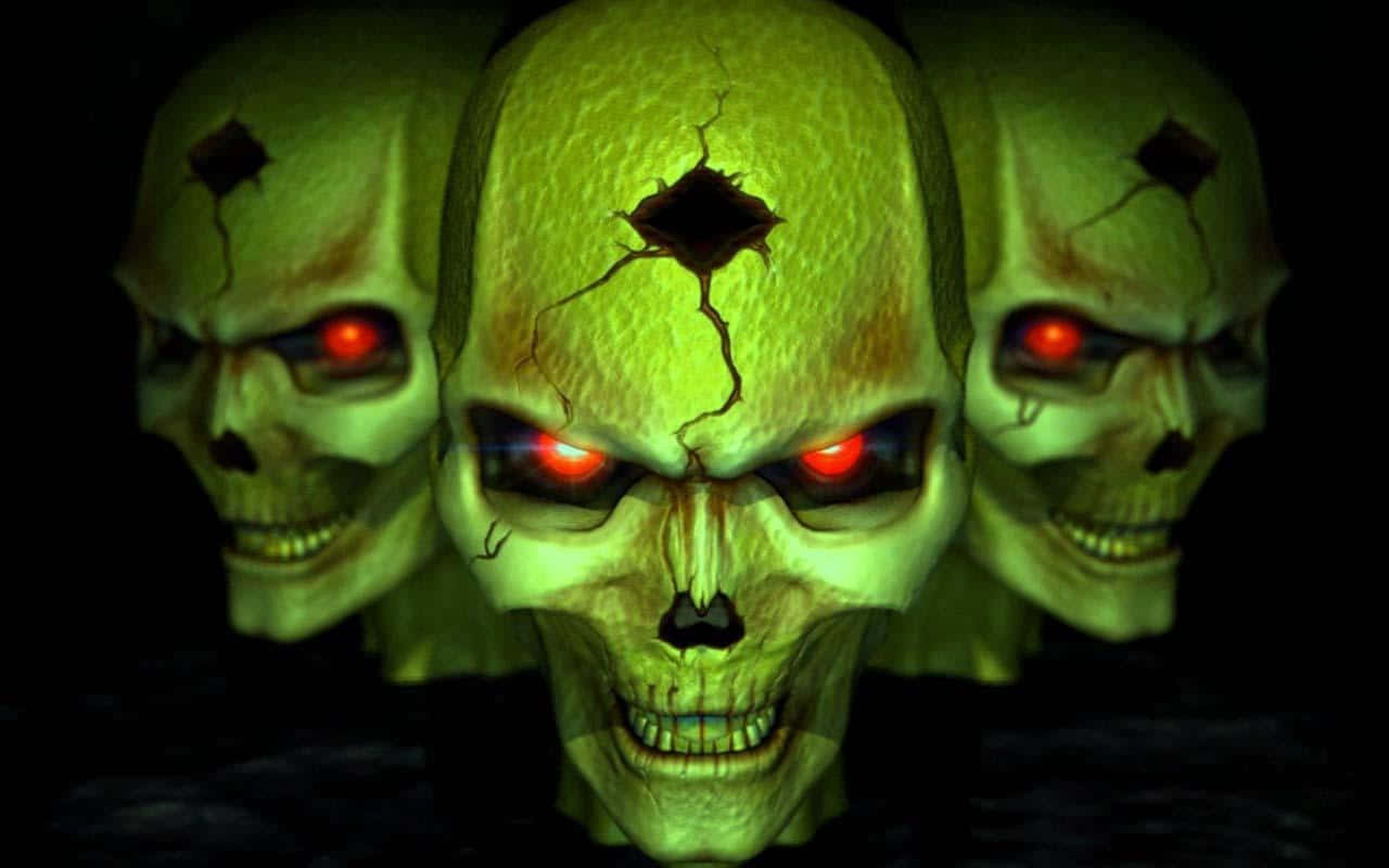 Triplet Skulls Horror3 D Wallpaper