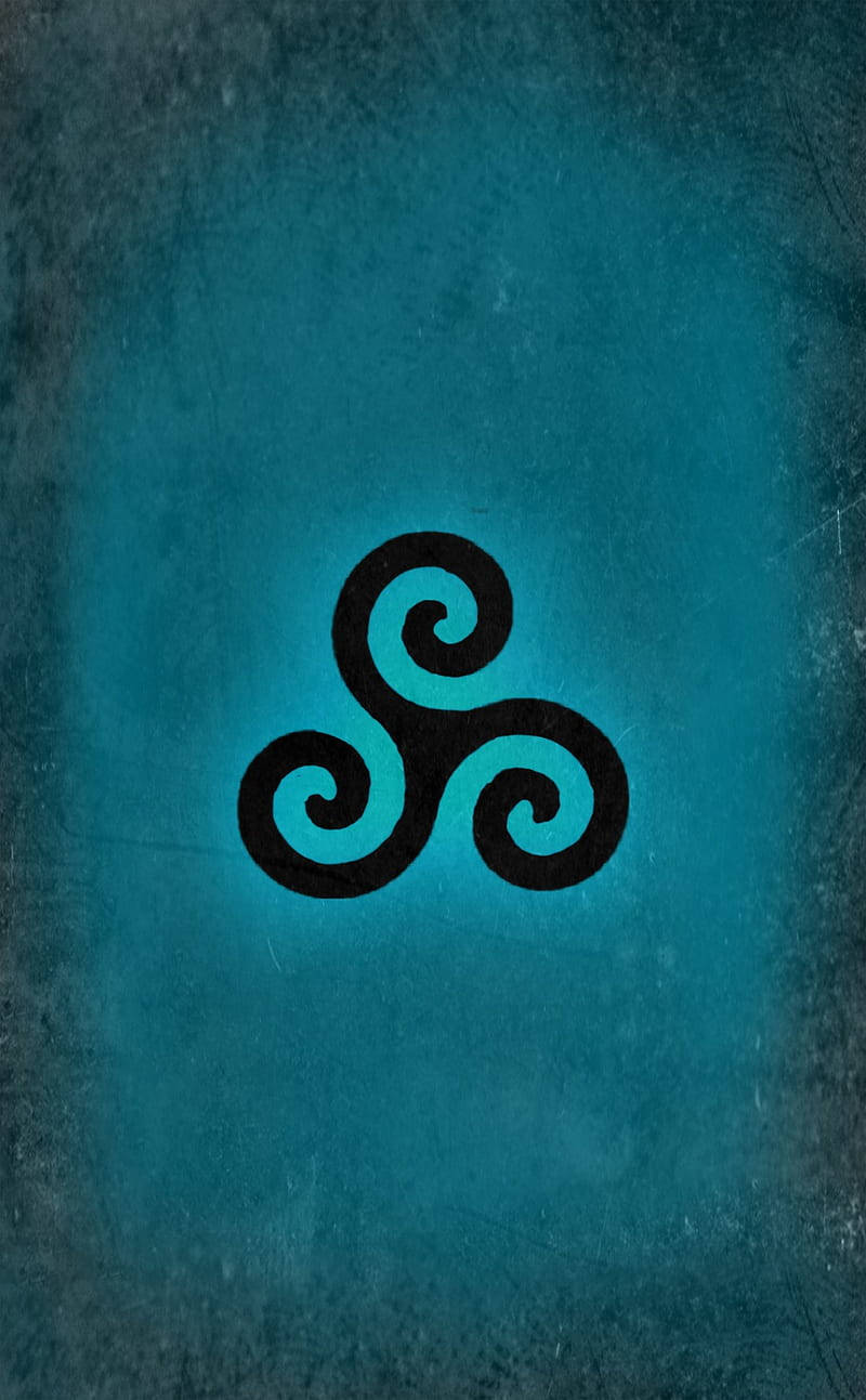 Triskelion On Green Blue Background Wallpaper