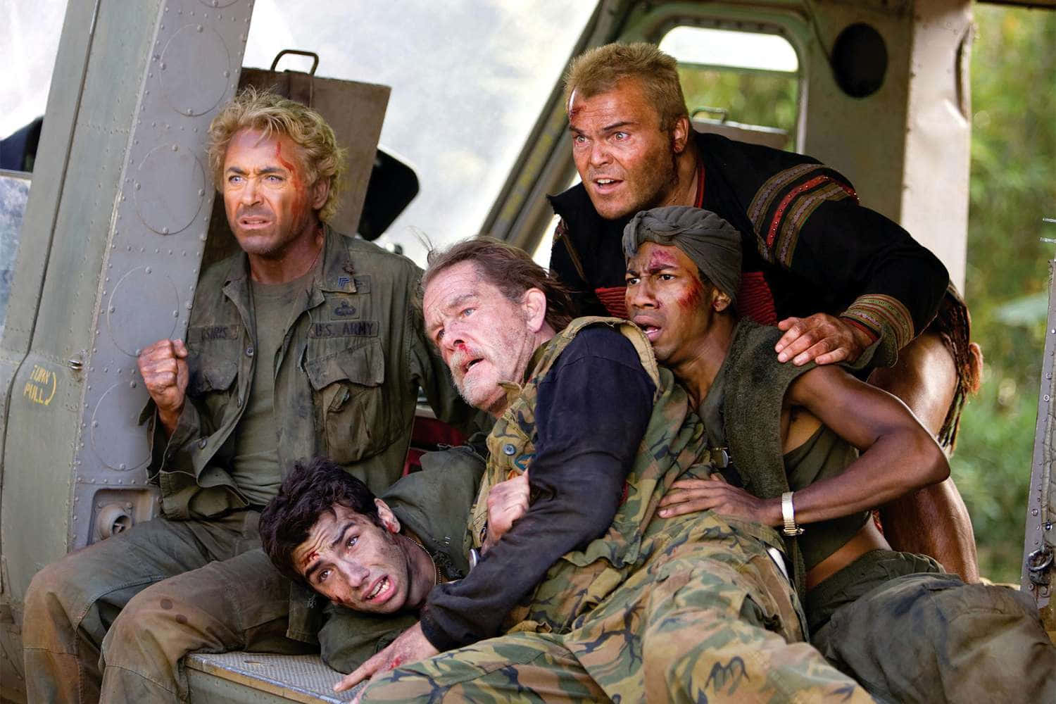 Tropic Thunder Cast Helicopter Scene Wallpaper