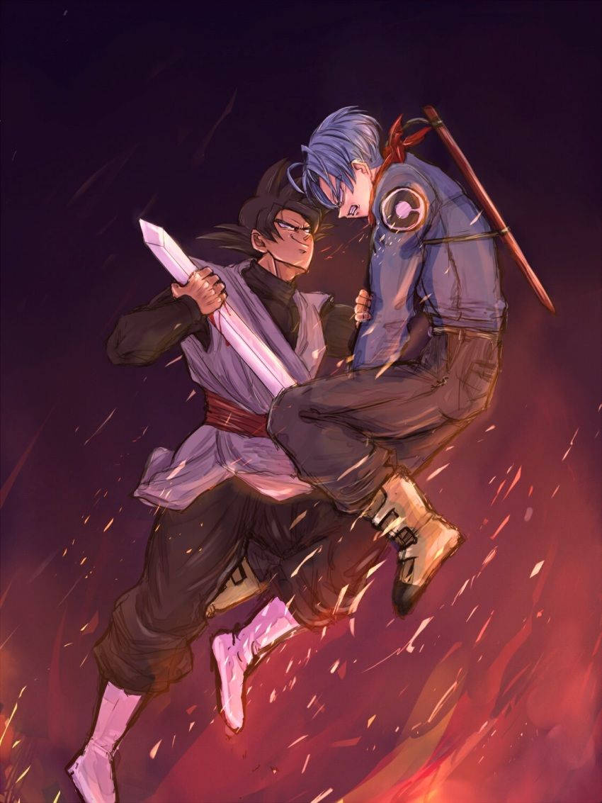 Trunks Vs Goku Black Iphone Art Wallpaper