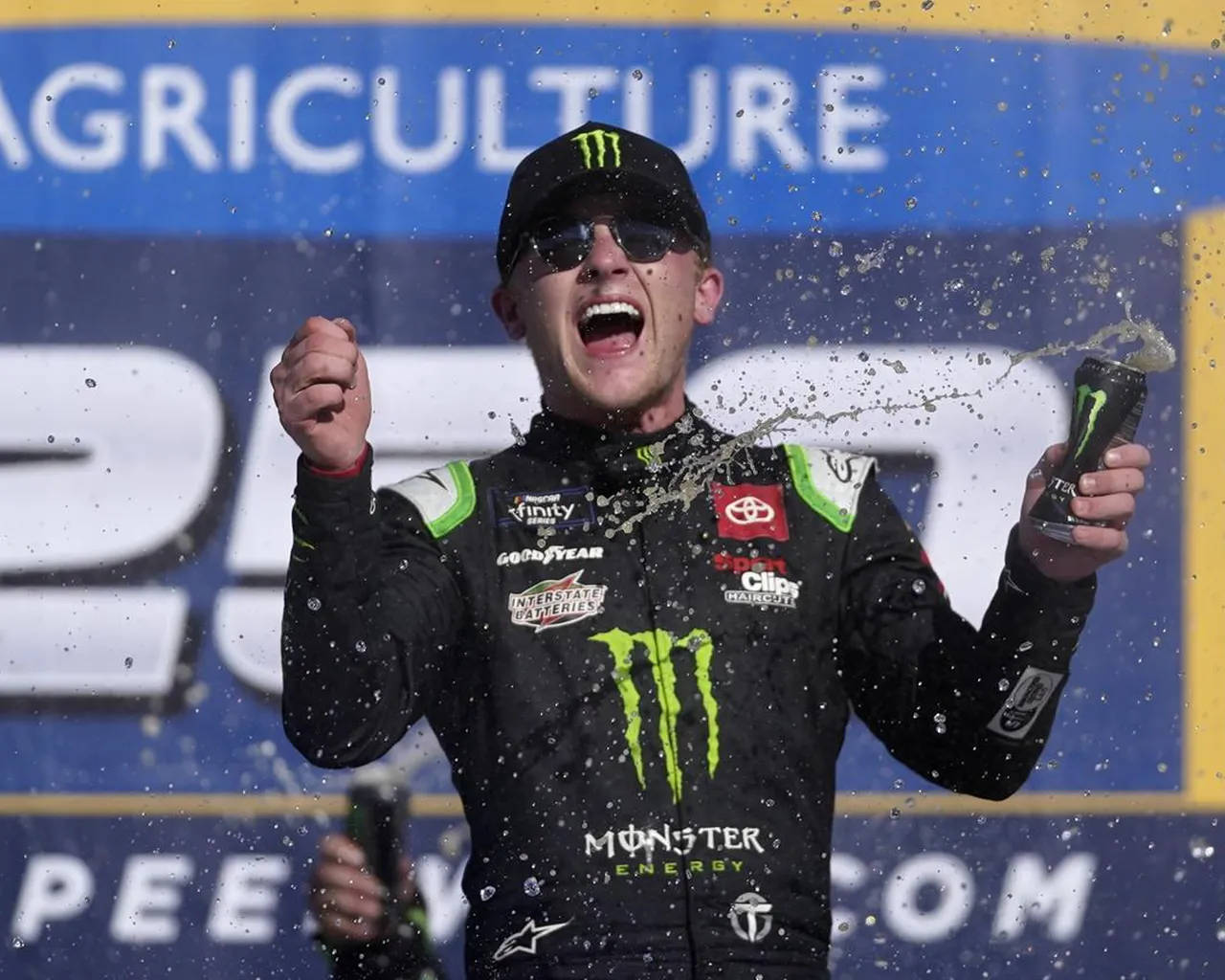 Ty Gibbs Celebrating With Monster Energy Wallpaper