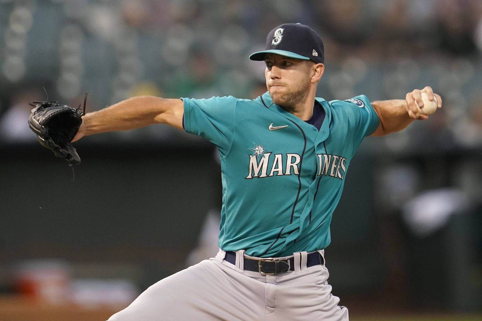 Tyler Anderson Wearing Teal Mariners Jersey Wallpaper