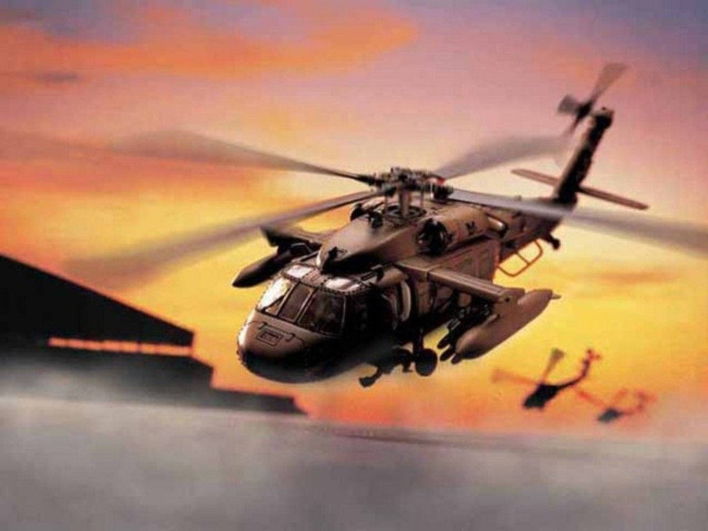 U.s. Army Black Hawk Helicopter In Mid-flight Wallpaper