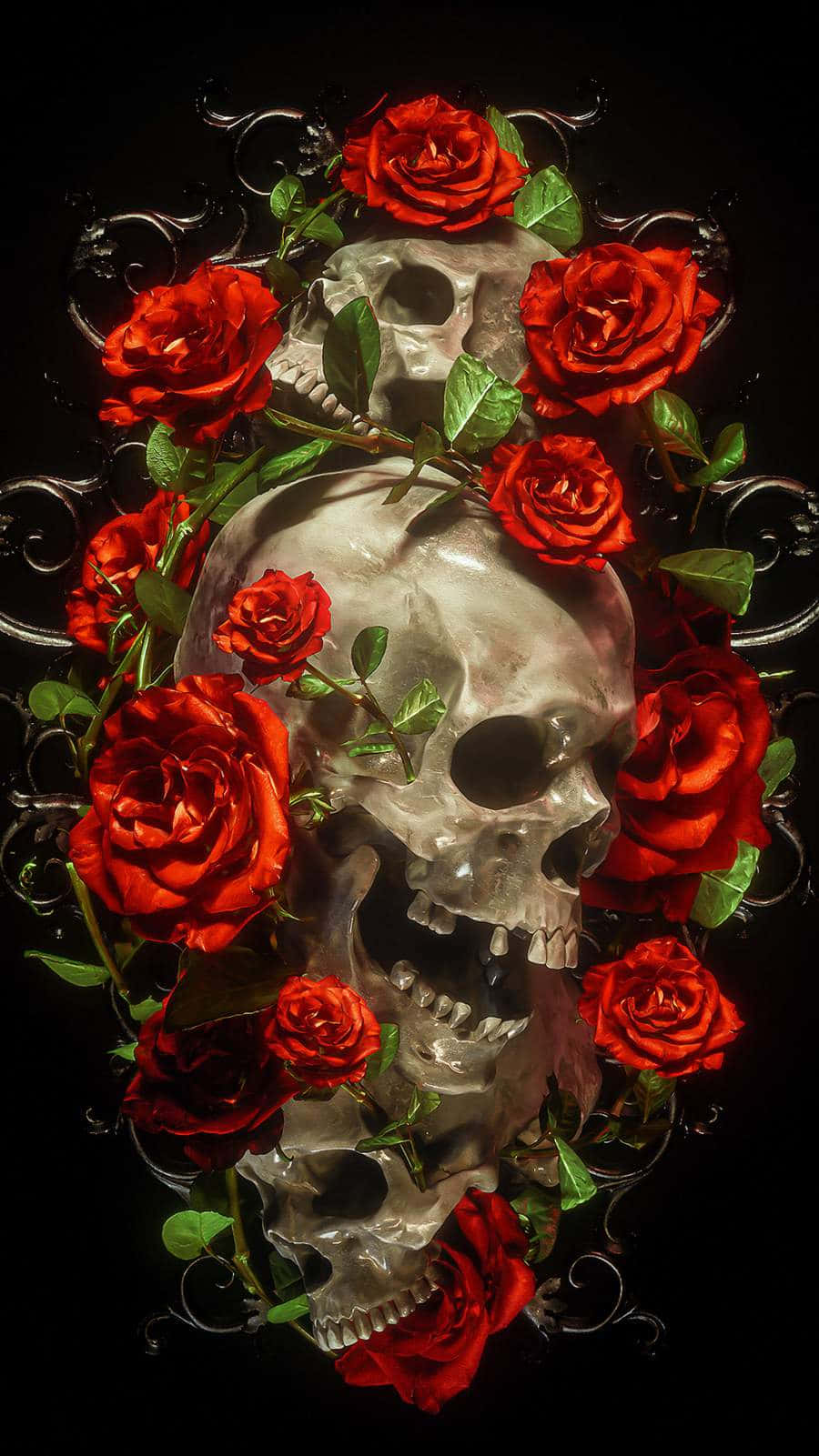 Unique Combination Of Love And Skulls Wallpaper