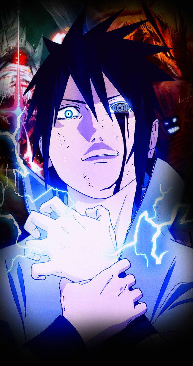 Unleashing The Power Of Sasuke's Rinnegan Eye And Chidori Technique. Wallpaper