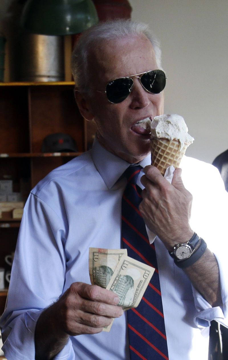 Us President Joe Biden Enjoying An Ice-cream On A Sunny Day Wallpaper