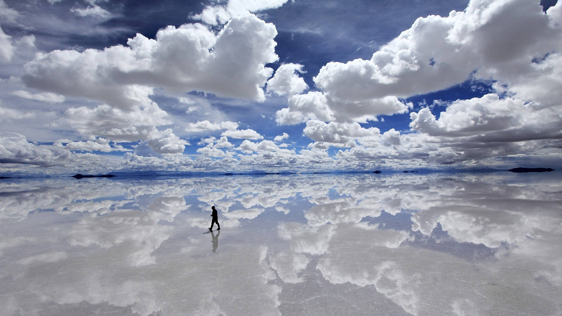 Uyuni Salt Flat Man Alone Phone Wallpaper