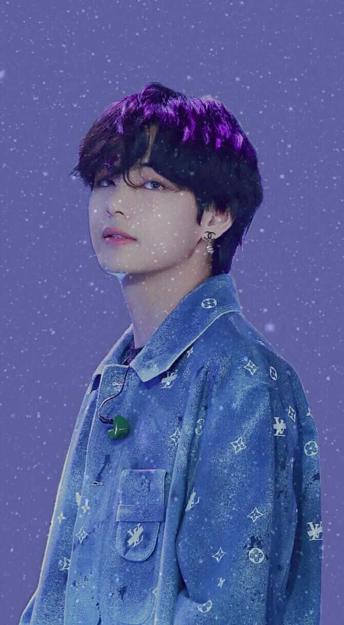 V Bts Phone In Plain Style Wallpaper