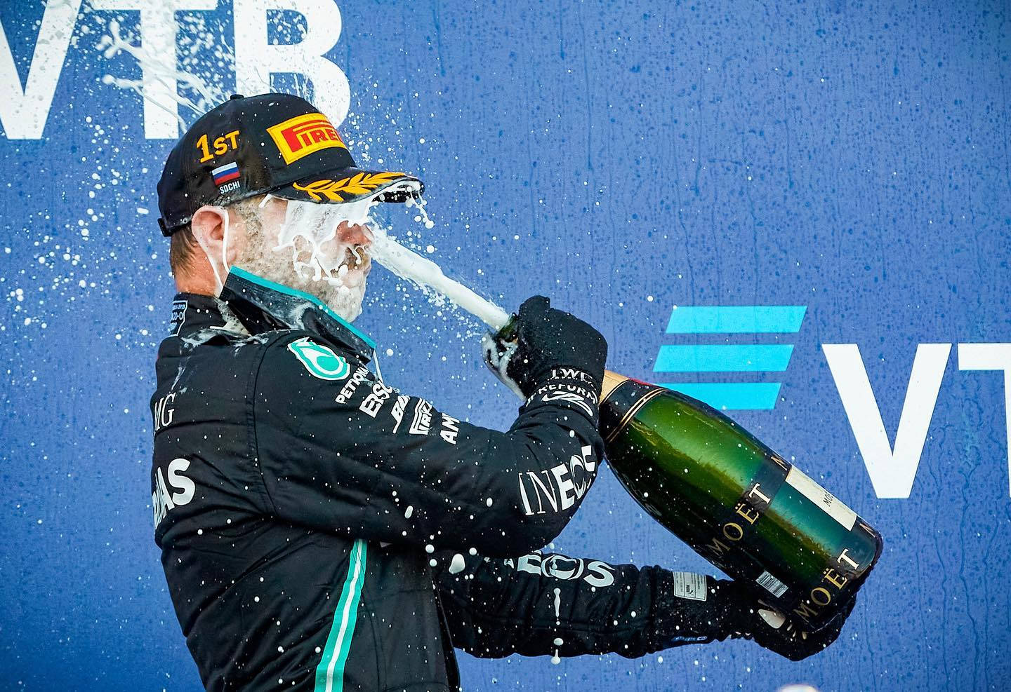 Valtteri Bottas Champagne Bottle Wallpaper