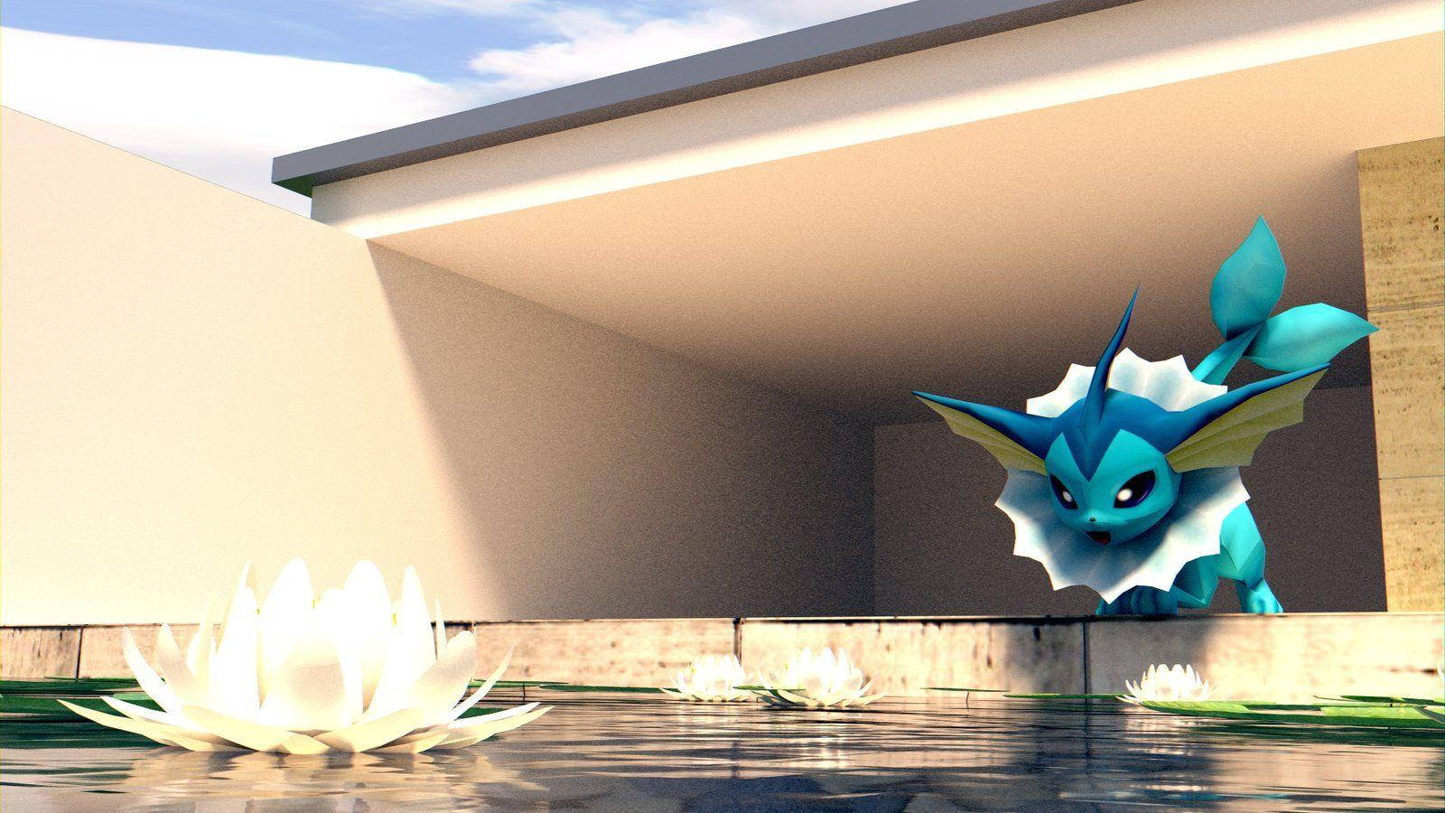 Vaporeon Water Lily Wallpaper