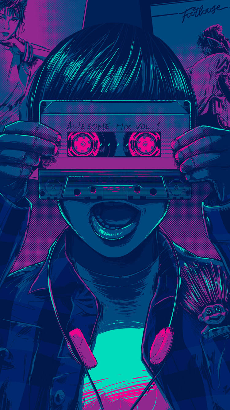 Vaporwave Cassette Tape Illustration Iphone Wallpaper