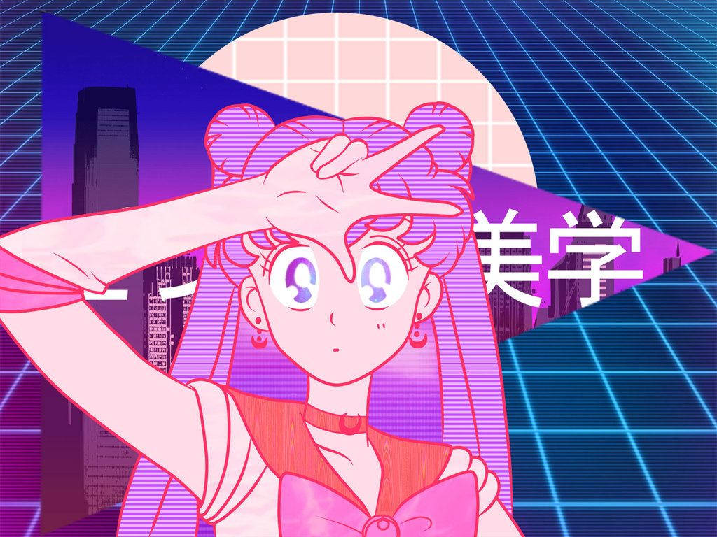 Vaporwave Design Retro Anime Aesthetic Wallpaper