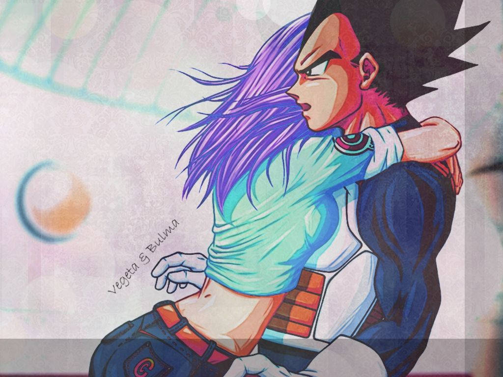 Vegeta And Bulma In A Passionate Embrace Wallpaper