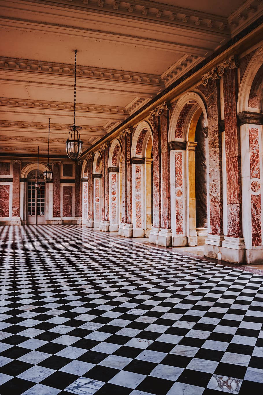 Versailles Palace Checkered Marble Floor Tiles Wallpaper