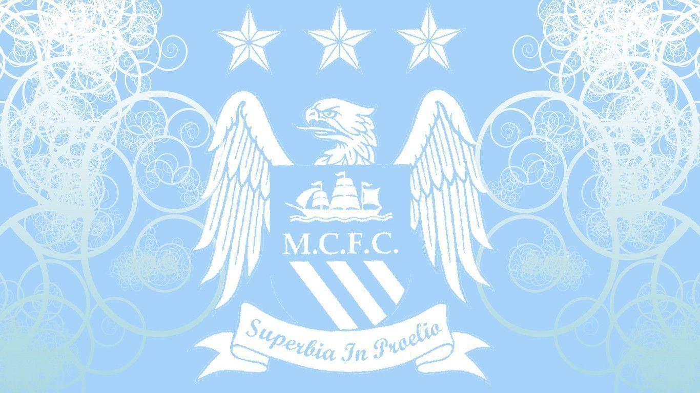 Vibrant Blue Aesthetic Of Manchester City Fc Logo Wallpaper