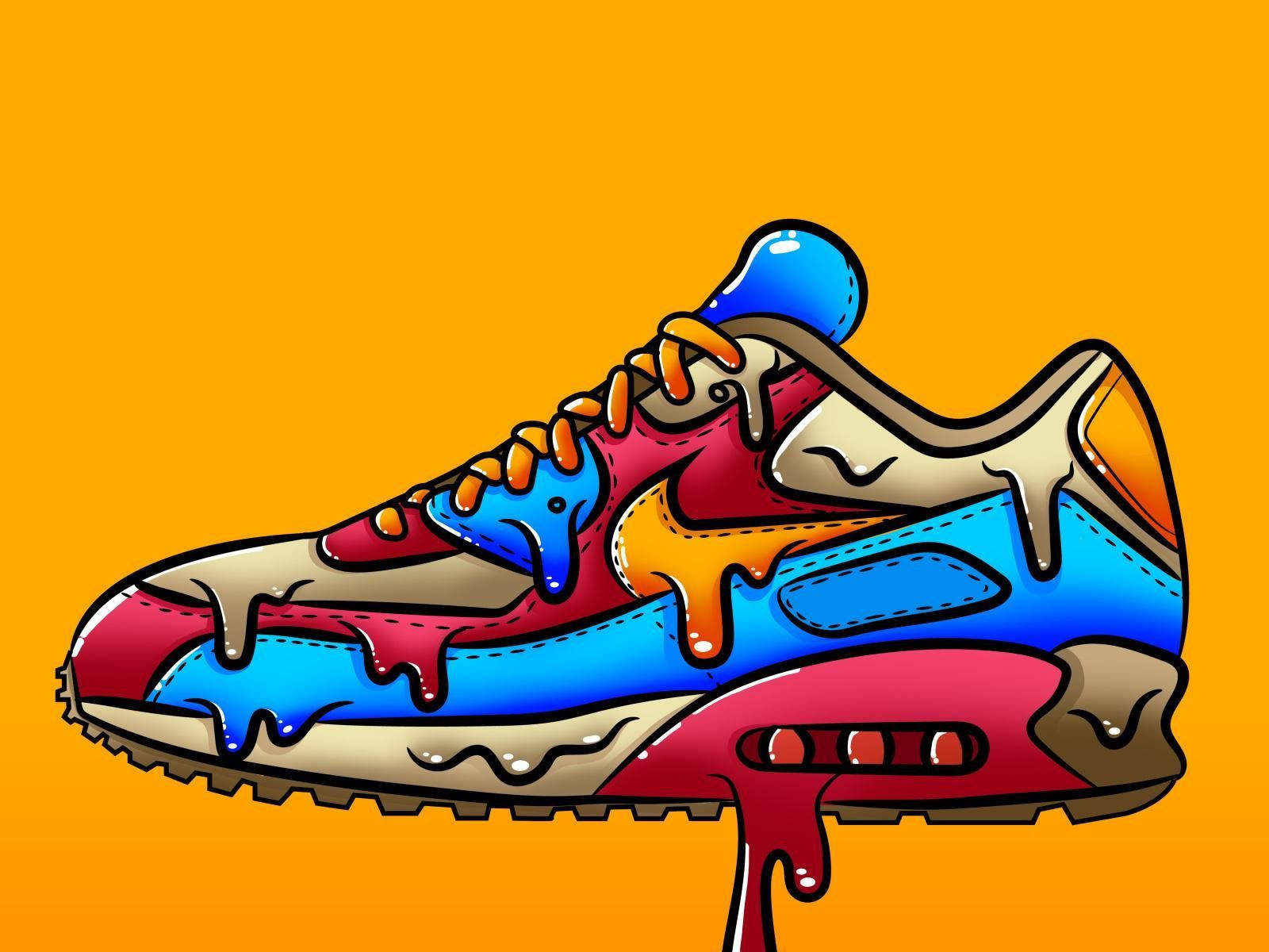 Vibrant Cartoon Sneaker Illustration Wallpaper