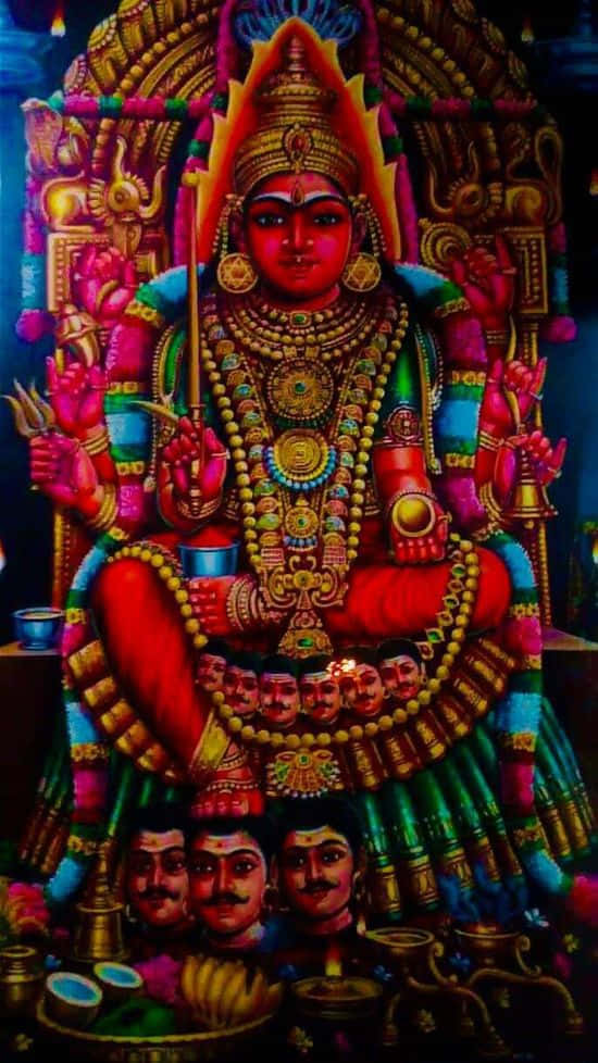 Vibrant_ Mariamman_ Hindu_ Goddess_ Art Wallpaper