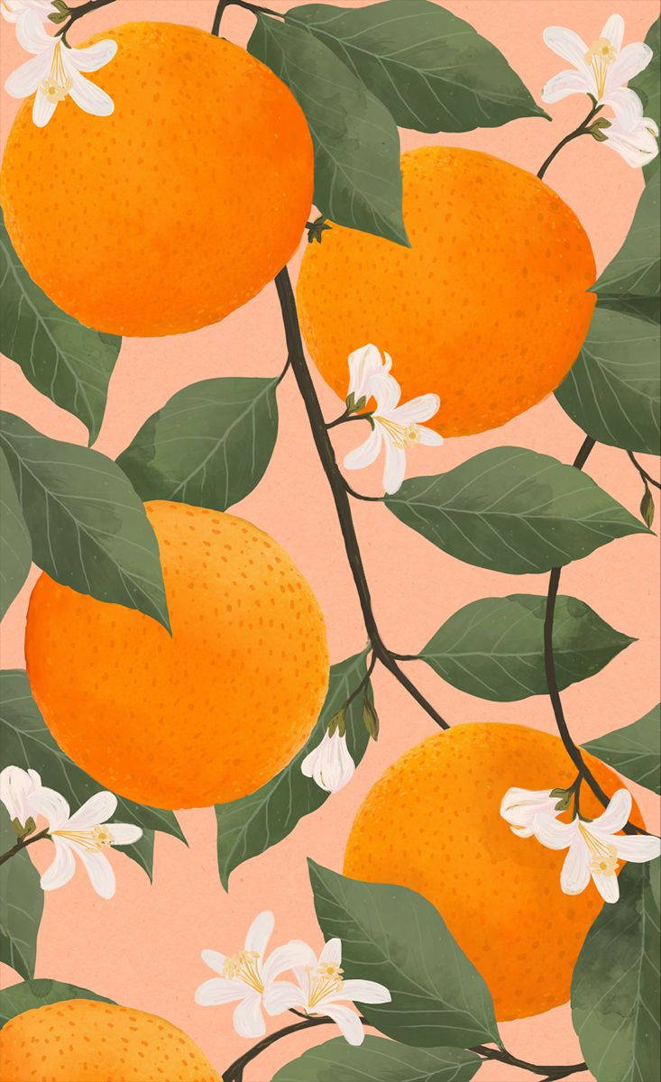 Vibrant Satsuma Mandarin Poster Art Wallpaper