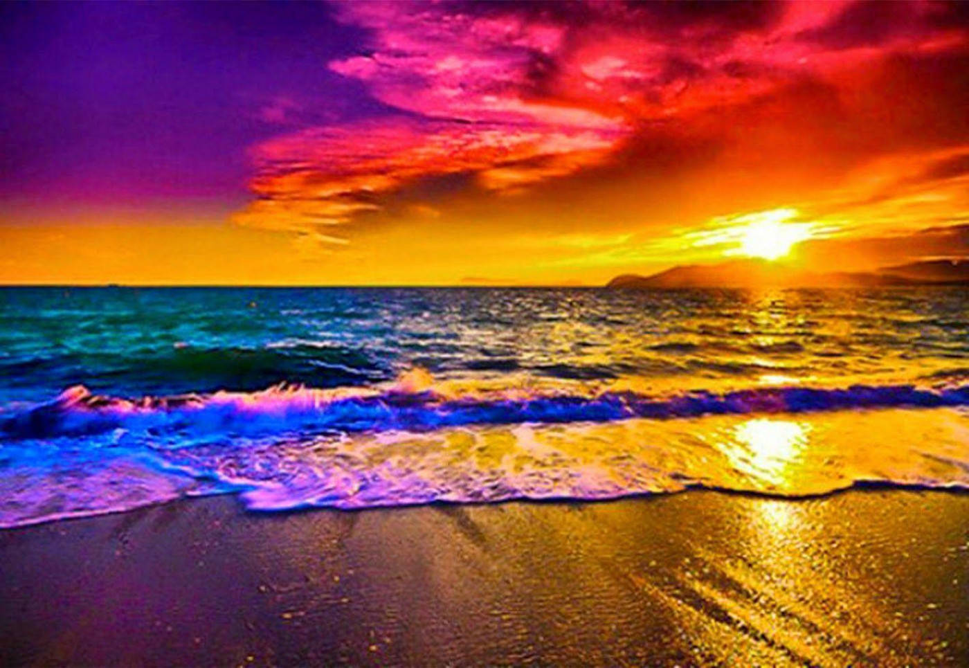 Vibrant Sunset Ocean Colors Wallpaper