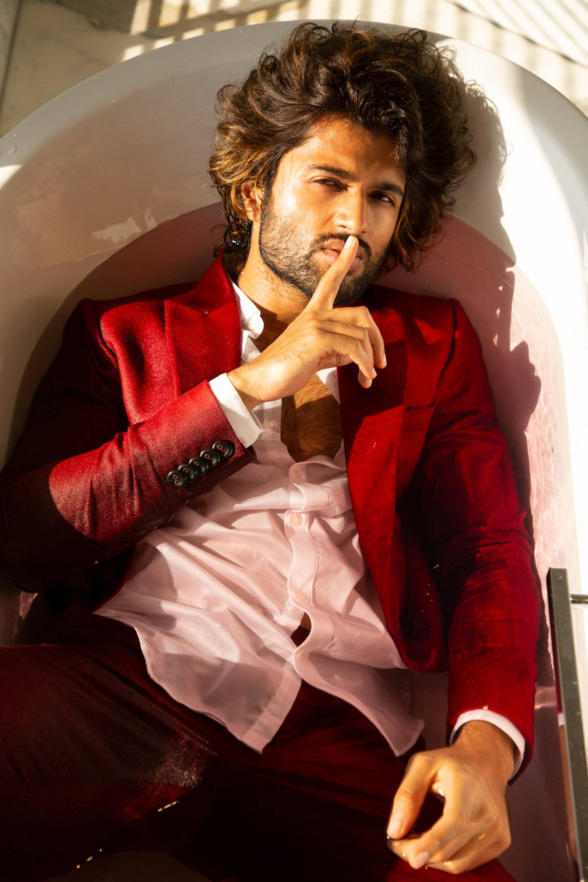 Vijay Devarakonda Red Suit Wallpaper